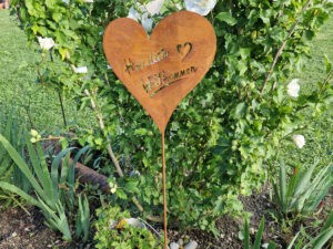 Gartenstecker Herz "Willkommen" 118cm metalldeko mit schrift