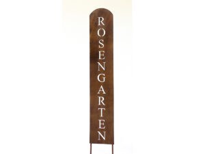 Gartenschild "Rosengarten" Rostoptik 100cm
