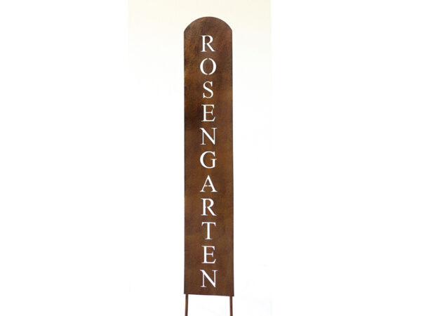 Gartenschild &quot;Rosengarten&quot; Rostoptik 100cm
