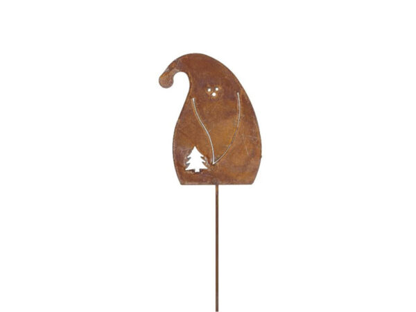Gartenstecker Weihnachtsmütze Rost 60cm