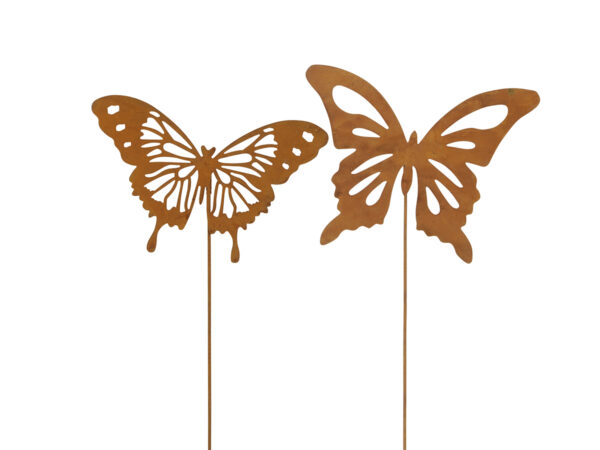 2 Schmetterlinge Rostfinish H58cm