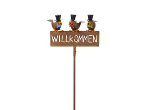Schild "Willkommen" mit Vögeln 122cm