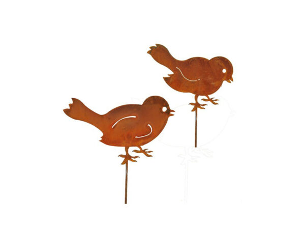 Set di uccelli in metallo arrugginito 30 cm