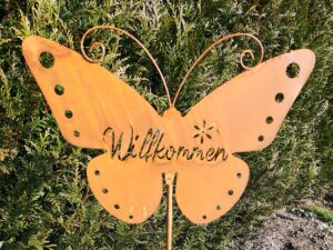 Rostdeko Garten Schmetterling Willkommen