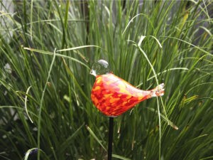 Gartenstecker Glasvogel orange 90cm