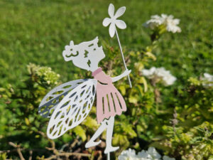 elfe metall Blumenstecker rosa weiss