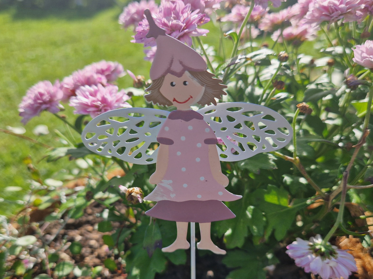 Blumenstecker elfe rosa weiss