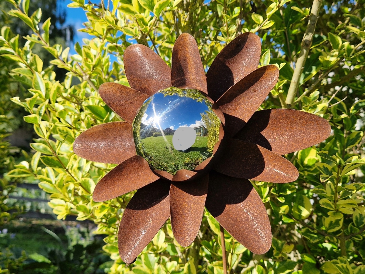 blumenstecker metall 80cm rost edelstahlkugel