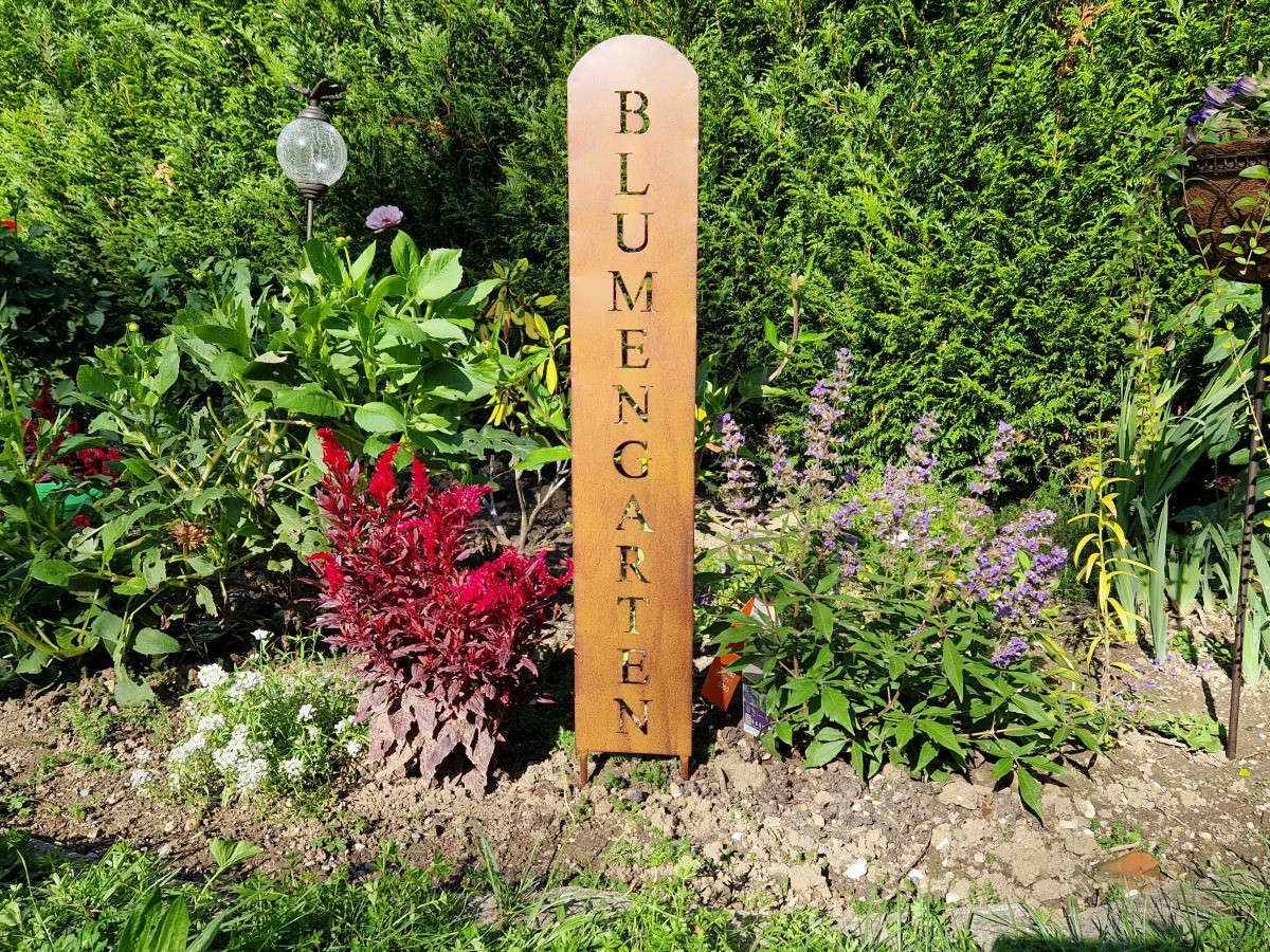 Gartenschild „Blumengarten“ Rostoptik 100cm gartendeko mit schöner schrift