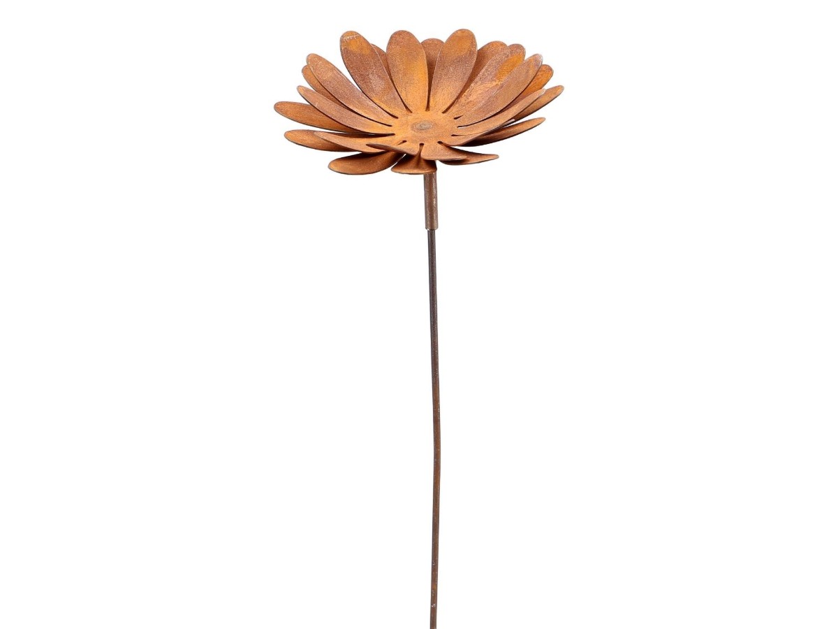 Gartenstecker Blüte Rost 100cm rostige Deko