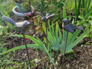 Gusseisen Vögel Set 54cm Gartenstecker kleine vögel