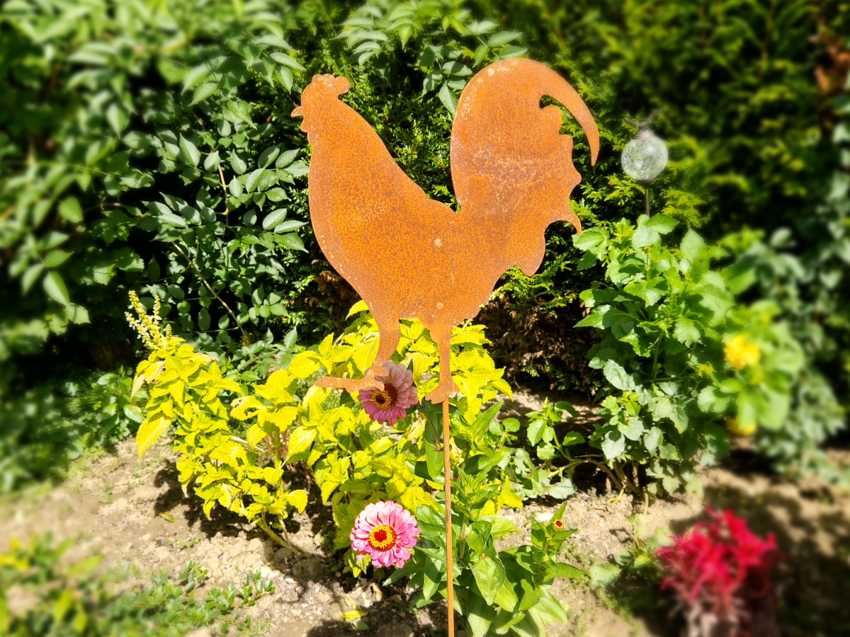 Hahn rost metall garten deko