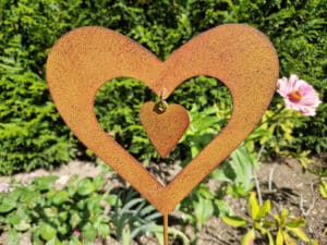 Herz Stab Rostoptik Metall 100cm braun