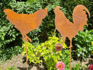 set hahn und henne 120cm rostmetall