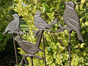 vögel gusseisen dunkelbraun metalldeko