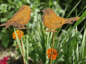 edelrost gartenstecker Vögel garten