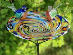 Vogelbad aus Glas Loranto Glaskunst Handarbeit unikat
