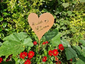 Herz Willkommen Rost 75cm gartenstecker schild