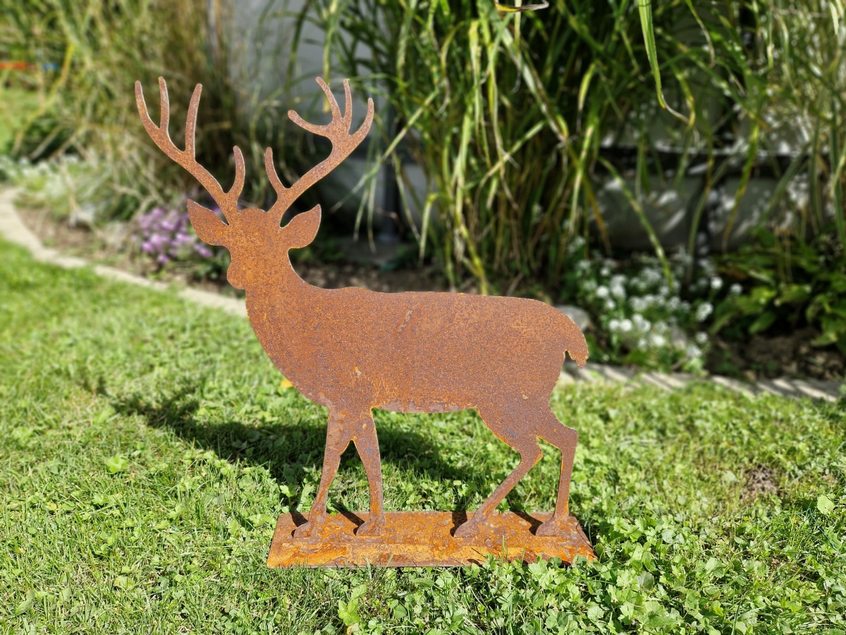 Hirsch auf Platte 48cm weihnachtsdeko rost