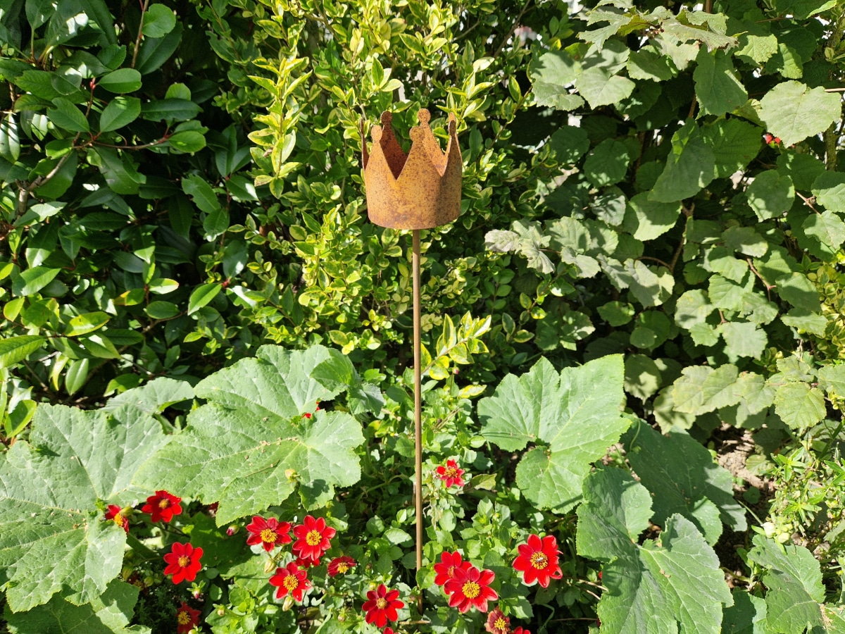 Krone Gartenstecker Rost H107cm romantisch
