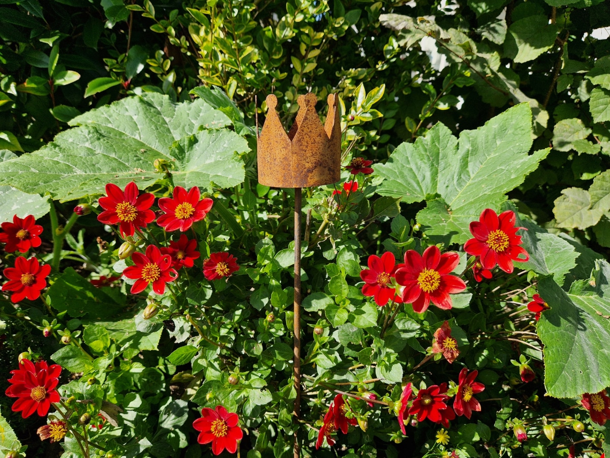 Krone Gartenstecker Rost H57cm romantisch