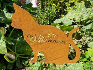 Metall Katze "Willkommen" 49.5cm schild