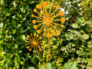 Pusteblume Rost 134cm am Stab rostdeko garten
