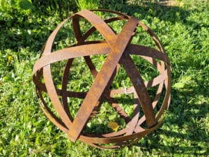 Rostkugel Streben Metalldeko 40cm