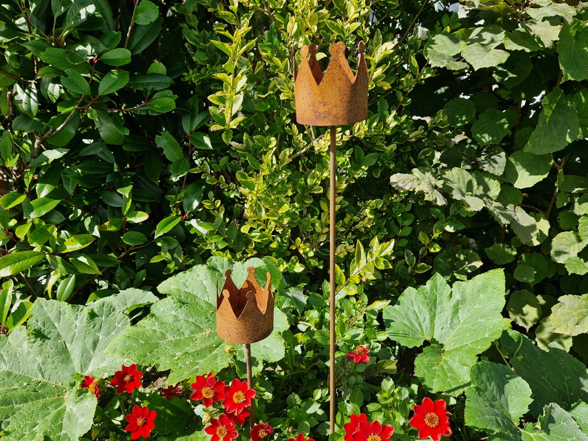 Set Kronen Gartenstecker Rost metalldeko
