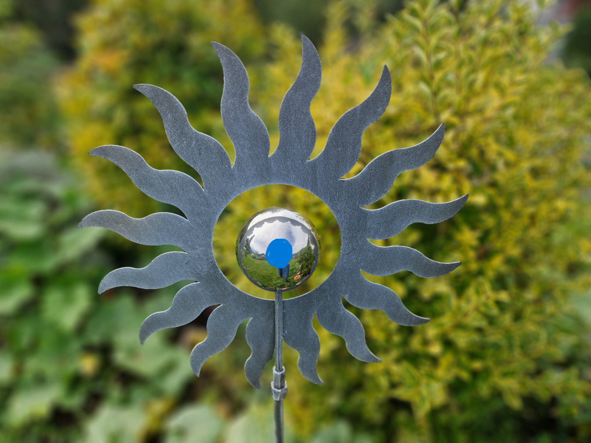 sonne edelstahlkugel grau gartenstecker