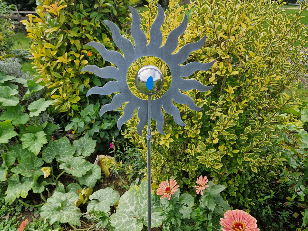 sonne gartenstecker stabil grau