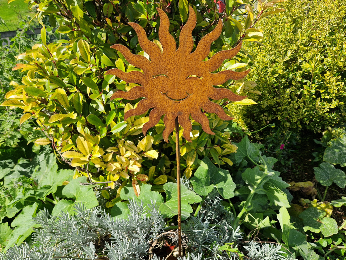 sonne rost gartenstecker