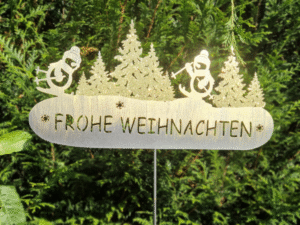 Stecker "Frohe Weihnachten" gold Glitzer