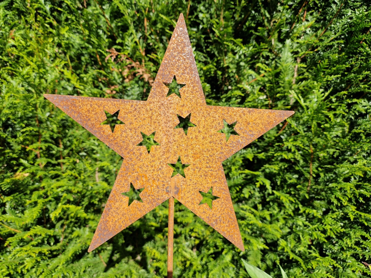 Stern Rost Gartenstecker Weihnachtsdeko mit Sternen
