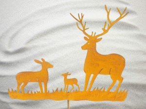 Drei Hirsche Rost 120cm Gartenstecker