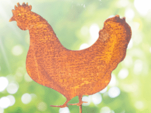 Gartenstecker Henne Rost 117cm deko