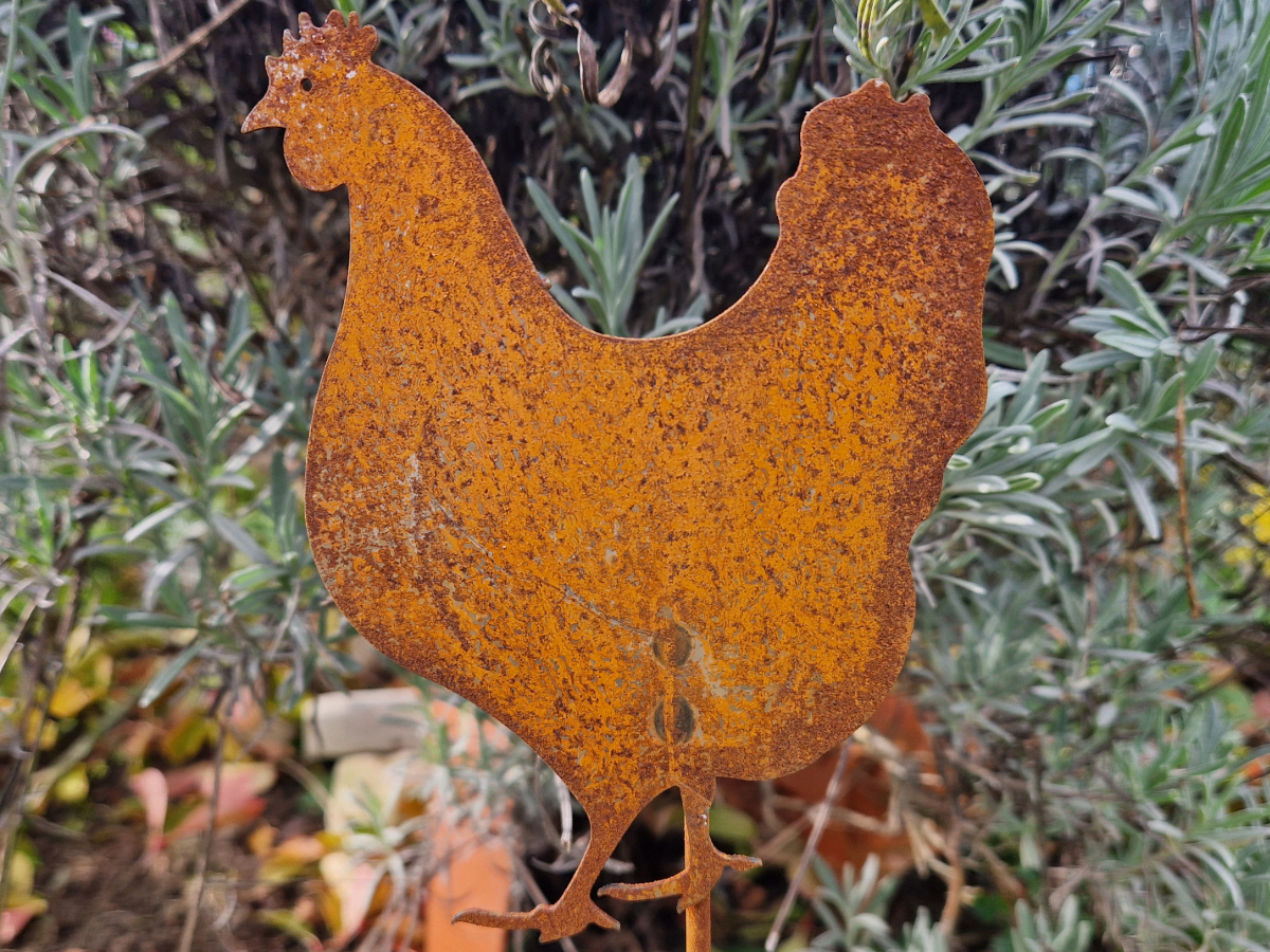 Hahn & Henne Rost 60cm Gartendeko