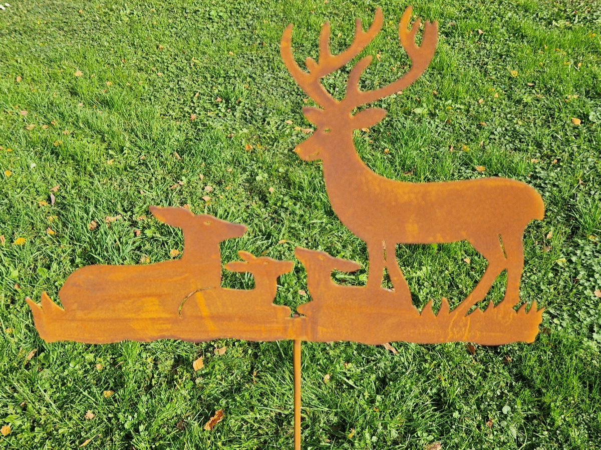 Hirschfamilie Rost 120cm Deko