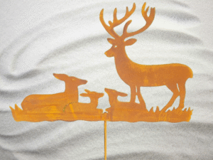 Hirschfamilie Rost 120cm Gartenstecker