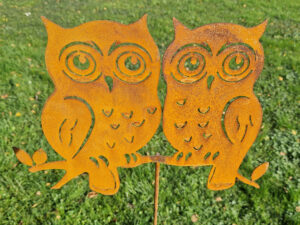 Zwei Eulen Gartendeko Roststecker
