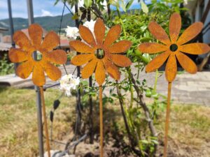 Rostblumen Gartenstecker Set 70cm klein
